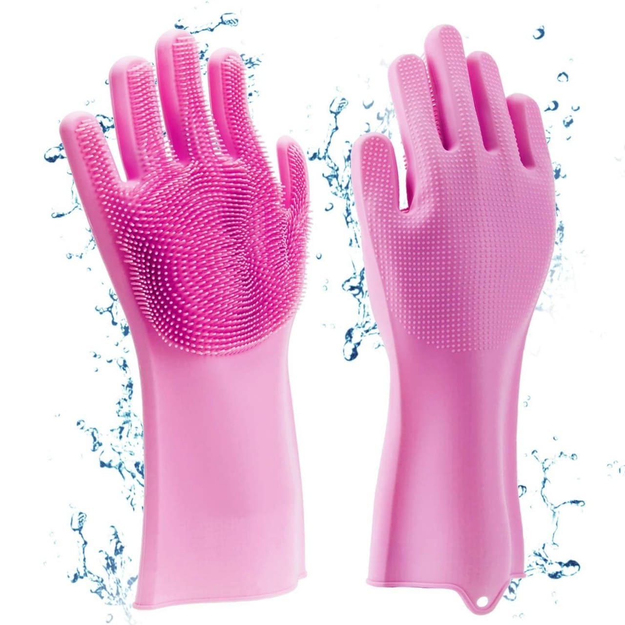 1 Pair Kitchen Magic Silicone Dishwashing Gloves Cleaning Scrub Sponge Scrubbing