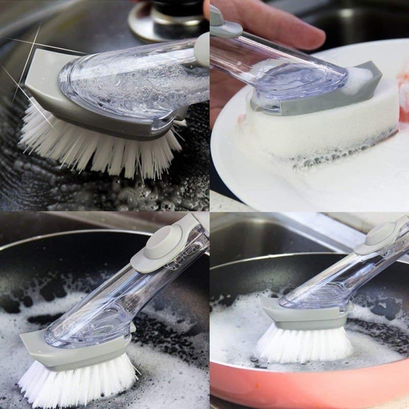 Handheld Cleaning Brush Kitchen Washing Tool With Sponge