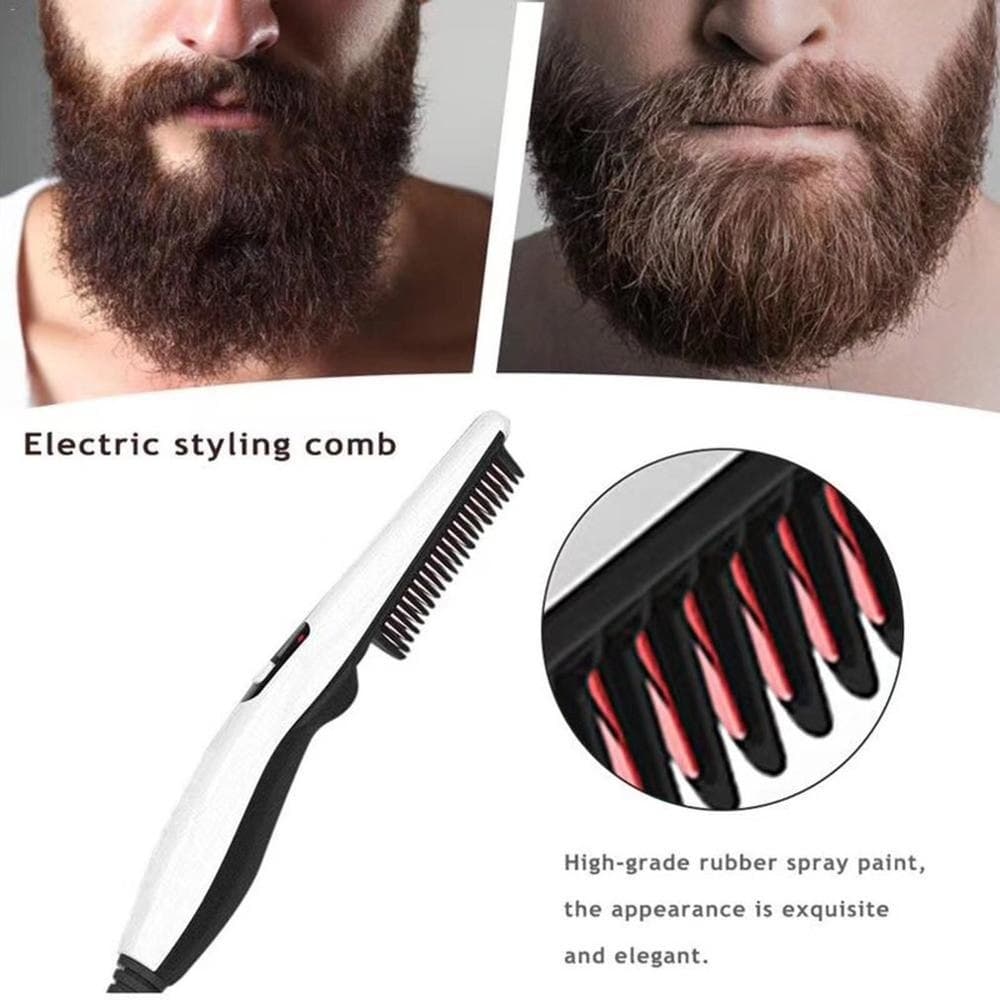 Multifunctional Hair Comb Brush Quick Beard Straightener Curler For Men Hair Styling Tool