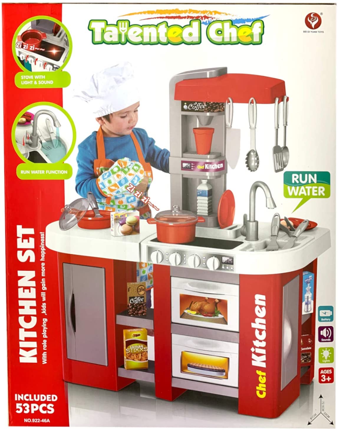 53Pcs Large Size Kitchen Play Set Pretend Play Toy Cooking Set For Kids