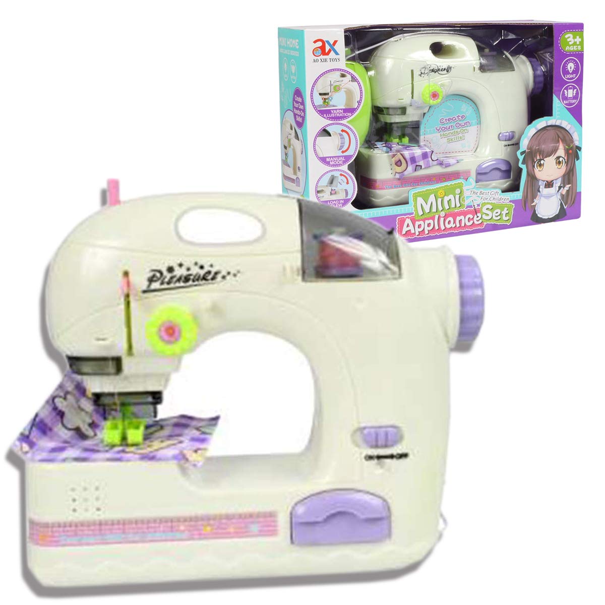 Electric Mini Sewing Machine With Mouse And Lights For Kids