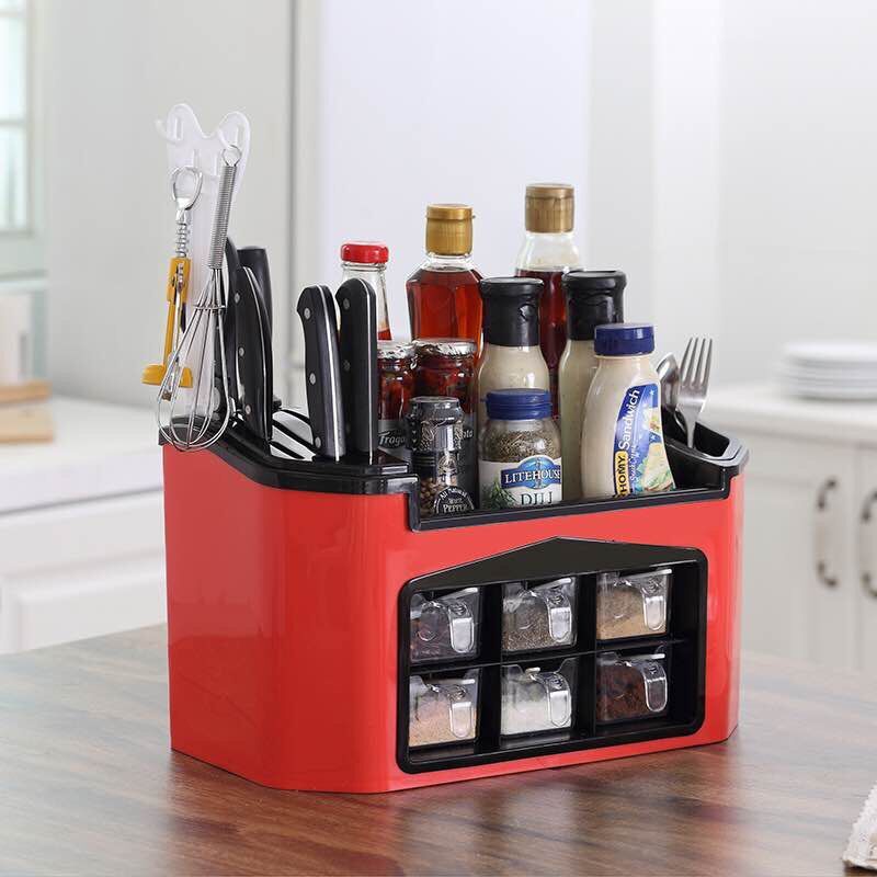 Multifunctional Seasoning Box Combined Kitchen Knife Rack Holder Storage