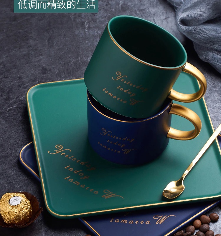 Luxurious Ceramic Mug Office Cup And Saucer Set With Spoon