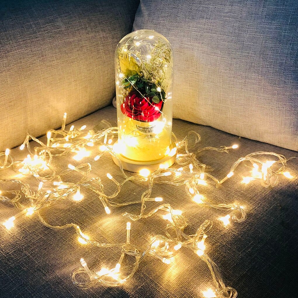 LED Night Light Artificial Rose Glass Shade String Light Home Decoration